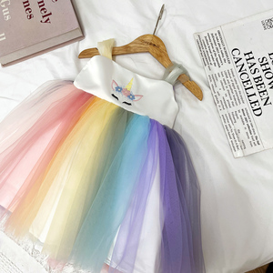 คอสเพลย์เครื่องแต่งกายขายส่งชุดยูนิคอร์นสีขาวชุดเจ้าหญิงสีชมพูสาวน้อย Frocks สําหรับสาวเด็กปาร์ตี้แขนกุด-ชุดม้า - Product Image 3