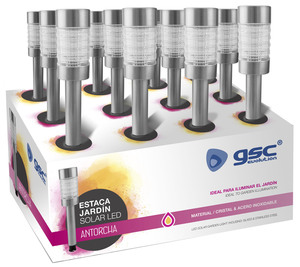 Lampada solare a LED da giardino in vetro e acciaio, modello Torch (GSC 0705366) - Product Image 2