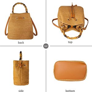 Sac fourre-tout en paille pour femmes grande capacité Shopping fourre-tout bohème sac à bandoulière voyage sac de plage avec doublure OEM - Product Image 2