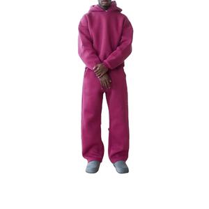 Ensemble de survêtement évasé personnalisé pour homme 2026 en 100 % coton, molleton ample, sweat à capuche brodé et pantalon de jogging, tenue décontractée d'hiver - Product Image 2