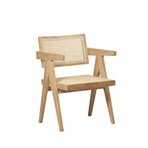 Chaise de salle à manger moderne et personnalisable en rotin et bois massif, design de siège arrière confortable pour la vente en gros de meubles d'appartement d'hôtel à la maison - Product Image 1