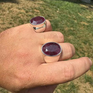 Anillo de Moda para Mujer, Chapado en Plata 925, con Rubí Rojo Genuino, Diamante Moissanita, Joyería con Piedras Preciosas Auténticas para el Dedo - Product Image 1