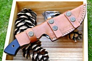 มีดติดตามใบมีดเหล็กดามัสกัสแบบกำหนดเองใบมีดแบบคงที่พร้อมปลอกหนังมีดสำหรับตั้งแคมป์เกรดอุตสาหกรรม - Product Image 5