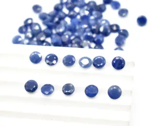 天然蓝宝石未加热圆形刻面校准松散宝石用于珠宝制作7毫米，但所有校准可用。
