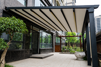 Wasserdichte Faltbare Pergola Aluminiumrahmen Einziehbares Dach Markise für Garten Terrasse Balkon Innenhof Villa
