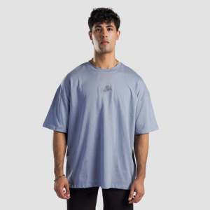 T-shirt basique bleu 100 % coton, coupe ajustée, en tissu jersey léger 300 grammes, modèle imprimé - Product Image 2