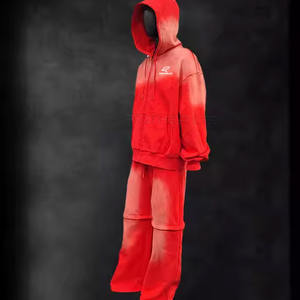 Survêtements décontractés à capuche pour hommes grandes tailles, couleur unie, effet délavé, en différentes couleurs, 100 % coton respirant, mode hiver - Product Image 5