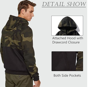 Sweat à capuche pour homme en molleton mélangé à manches longues avec poches kangourou - Product Image 3