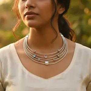 Collar Gargantilla de Cadena de Plata 925 para Mujer con Piedras Preciosas de Circonio - Product Image 2