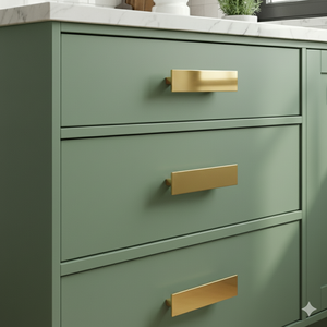 Poignée de meuble moderne en alliage d'aluminium, finition or brossé, minimaliste, pour cuisine, salle à manger, chambre, salon, tiroirs - Product Image 6