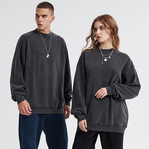 Sudadera Unisex Extra Grande, Lavada, Color Gris Oscuro, Felpa, Suave, Mezcla de Algodón, Cuello Redondo, Manga Larga, Estilo Urbano, Bordada - Product Image 1