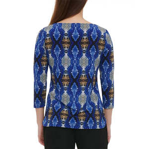 Top Blu da Donna Calvin Klein Taglia Extra Large con Maniche a 3/4 e Decorazioni - Product Image 2