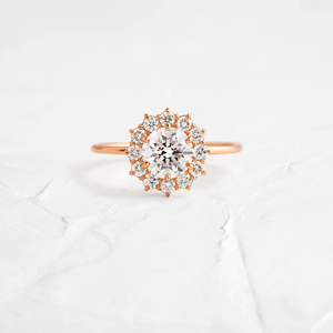 Anillo de compromiso de racimo clásico chapado en oro auténtico corte Moissanite VVS GRA anillos de boda certificados aniversario - Product Image 3