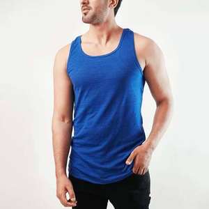 Customized <b>Men's</b> Summer Gym Tank Top Quick Dry Cotton Fitness Singlets Breathable <b>Blue</b> T Shirt with Short Sleeve Plus Size - Product Image 3