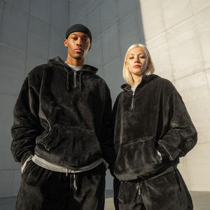 ชุดวอร์มกำมะหยี่แบบโอเวอร์ไซส์ กางเกงวอร์มกำมะหยี่ทรงจ็อกเกอร์ เสื้อฮู้ดดี้ทรงหลวม ชุดจ็อกเกอร์สตรีทสำหรับผู้หญิง ไซส์พลัส ลายพิมพ์สำหรับฤดูหนาว - Product Image 3