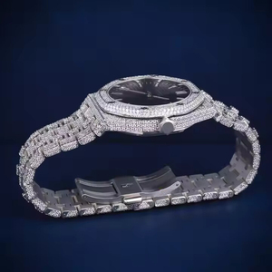 Elegant <b>Black</b> Dial Moissanite Wrist <b>Watch</b> for <b>Men</b> Stainless Steel Hip Hop Style 41mm Diameter Quartz Fashion Sport Charm - Product Image 4