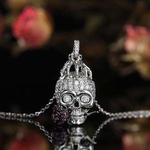 Collier Jeulia Forever Romance en argent sterling avec crâne et rose - Product Image 6