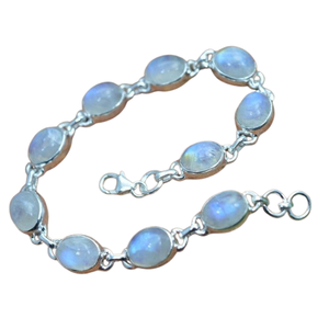 925 Sterling <b>Silver</b> Tennis Bracelet <b>Women</b> Moonstone Gemstone Trendy Handmade Gift - Product Image 1