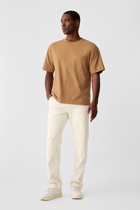 T-shirt à manches courtes en tricot marron camel 100% coton, coupe décontractée, doux, avec poche poitrine unique, infroissable, séchage rapide, intemporel, pour le quotidien - Product Image 4