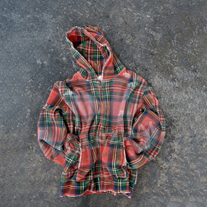 Acid Wash Distressed Waffle Knit Boxy <b>Cropped</b> Oversize Drop Shoulder Zip up Jackets <b>Men</b> Custom Flannel Hoodies DDP Shipping - Product Image 2