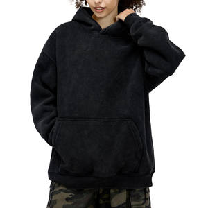 Haute qualité 100% coton Streetwear pull lavage à l'acide à capuche soleil fané poches en détresse motif à carreaux blanc lavage à l'acide sweats à capuche - Product Image 3