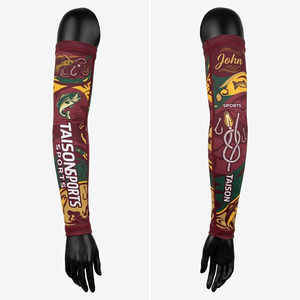 Manguitos de Pesca para Mujer, de Poliéster y Spandex, Elásticos, Transpirables, con Protección UV, Estampado de Peces Verde y Amarillo, Logotipo Personalizado por Sublimación - Product Image 4