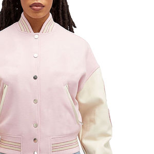 Chaqueta Universitaria Regular para Mujer, Bordada Personalizada, Reversible, Ecológica, de Lona, Chaqueta Deportiva de Otoño Invierno, Elegante, de Seda Cruda - Product Image 5