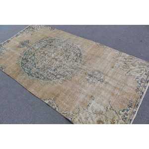Turkish Rug, 4.4x8.5 ft Area Rug, <b>Brown</b> Bordered <b>Wool</b> Vintage Rug - Product Image 4