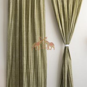 Cortinas tradicionales indias 100% algodón, estampadas a mano con rayas, juego de cortinas clásicas opacas para el hogar - Product Image 5