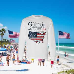 T-shirt retrò a maniche lunghe con stampa del Golfo del Messico, Golfo degli Stati Uniti, 4 luglio, America - Categoria Promozionale - Product Image 3