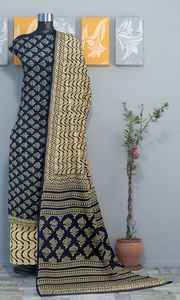 Robe en coton imprimée à la main, fabriquée sur mesure en noir, adaptée à la confection de vêtements pour femmes, idéale pour la revente - Product Image 6