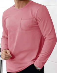 T-shirt à col rond à manches longues 100% coton pour hommes, coupe ajustée, respirant, poids lourd, anti-rides, style streetwear avec logo personnalisé - Product Image 3