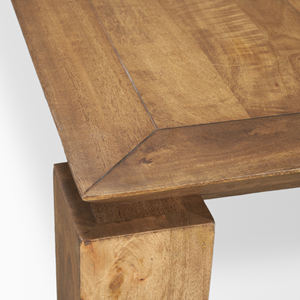 Mesa de Comedor Moderna de Madera de Mango Maciza con Acabado Natural, Estilo Flotante, Tapa Cónica, Patas Plegables, para Hogar, Cocina, Restaurante u Oficina - Product Image 4