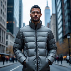 Abrigo brillante de burbujas para hombre, abrigo ligero con cuello levantado, Abrigo acolchado de burbujas, chaquetas acolchadas de invierno a prueba de viento para hombre - Product Image 6