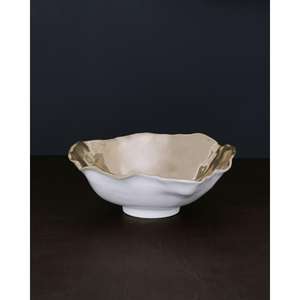 Tazón de Esmalte Blanco con Acabado Dorado, Tazones de Fruta de Lujo, Decoración de Mesa para Bodas y Fiestas, Tazones para Servir Alimentos y Postres, Aptos para Contacto con Alimentos - Product Image 1