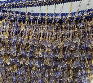 Braided Hanging <b>Beads</b>, Color <b>blue</b>/gold Tassel Trim Fringe Fabric Ribbon Trimming Handwork - Product Image 3