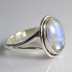 Rainbow Moonstone Statement Ring 925 Sterling Silver Handmade Boho June Birthstone Jewelry Rhodium Perfect Gift for Her Birthday - Product Image 5