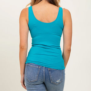 Camiseta sin mangas elástica personalizada para mujer con cuello en V, de algodón y elastano, ajustada, venta al por mayor directa de fábrica - Product Image 5