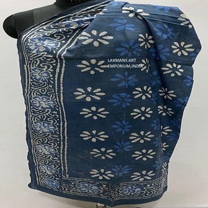 Pareos Pareo de algodón con estampado índigo de bloque de mano, ropa de playa de verano con diseño único impreso a mano - Product Image 1