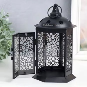 Linterna de vela de Metal negro decorativa nórdica con vidrio transparente para decoración de hogar y jardín farolillos de vela de piso - Product Image 2