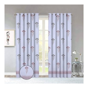 High-quality Blue Colour 100% Cotton Curtains Living Bedroom New American Pastoral Pretty Leaf Print Design Blackout Flame - Product Image 2