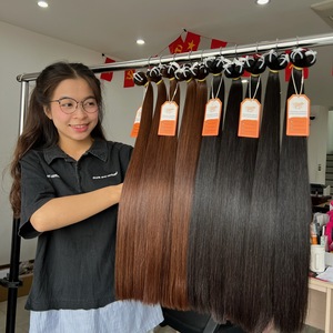 Paquetes de cabello humano Texturas de cabello liso vietnamita Super doble dibujado Extensiones de cabello de trama al por mayor Natural sedoso - Product Image 1