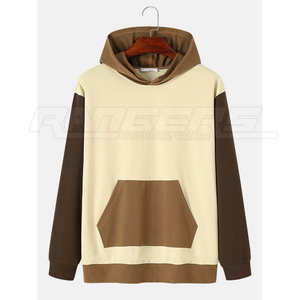 เสื้อมีฮู้ดแฟชั่นสำหรับผู้ชายเสื้อมีฮู้ดสีเบจสีน้ำตาลสองสีน้ำหนักเบาสวมใส่สบายออกแบบได้ตามต้องการ - Product Image 1