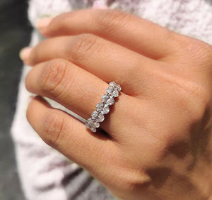 Bague de mariage ovale en diamants cultivés en laboratoire de 2,00 carats avec 7 pierres pour femme, bijoux en or 10K/14K/18K/PT950/S925 - Product Image 3