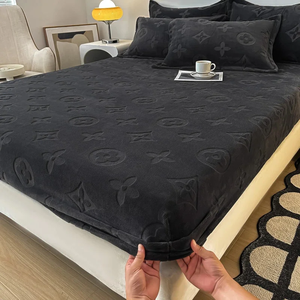 Drap-<span class=keywords><strong>housse</strong></span> en velours de lait doux de luxe couvre-lit épaissi hiver chaud couverture complète dortoir corail protège-<span class=keywords><strong>matelas</strong></span> - Product Image 1