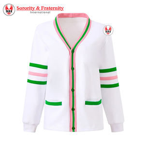 Greek Alpha | Kapa | Alpha Custom Made Winter Sorority Varsity AKA Women Clothing Vintage Pink Green <b>Cardigan</b> Sweater - Product Image 6