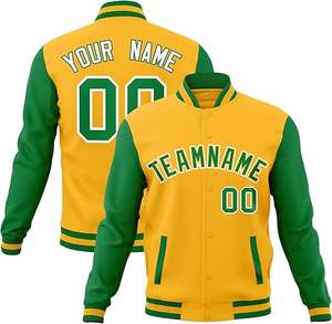 Parches bordados de letras de chenilla personalizados, manga de cuero, bombardero de béisbol, chaquetas con letras, chaqueta universitaria de lana para hombres - Product Image 2