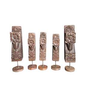 Soporte de Madera Vintage Indio, Tallado a Mano, Decoración Arquitectónica de Pared, Estilo Rústico Antiguo para Interiores del Hogar, Combinación Variada, 1 Unidad - Product Image 3