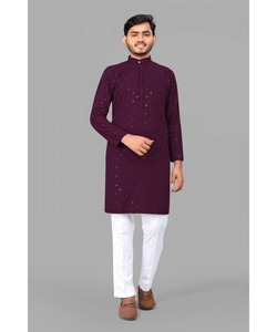 Thobekurta อินเดียพิเศษสำหรับผู้ชายในสไตล์ punjabi pathani มีสไตล์คอปกกระดุมมีสไตล์