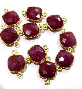 Coloré Rubis Coussin Forme Carré 10mm Briolette Connecteurs Double Boucle Lunette Fabrication de Bijoux Connecteurs Charmes - Product Image 2